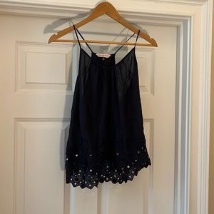 Rebecca Taylor lightweight navy top with mirror detail